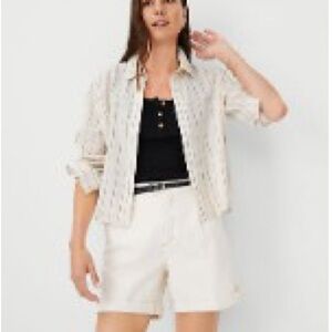 Ann Taylor Weekend Striped Cream and Black Blouse